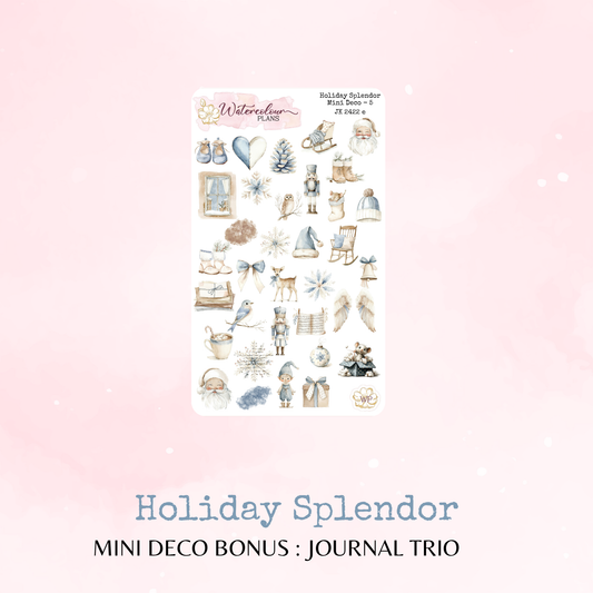 Holiday Splendor - Mini Deco Stickers - Journal Trio - Planner Stickers - Stationery - Watercolour