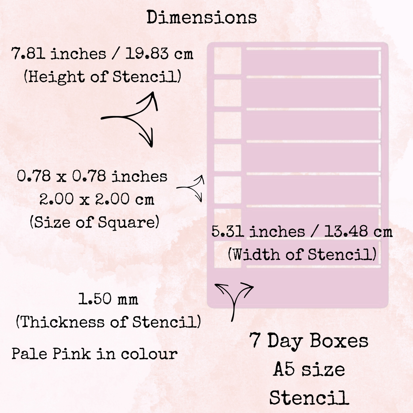Planner Stencil - 7 Day Boxes - A5 Size - Planning and Journaling Accessory