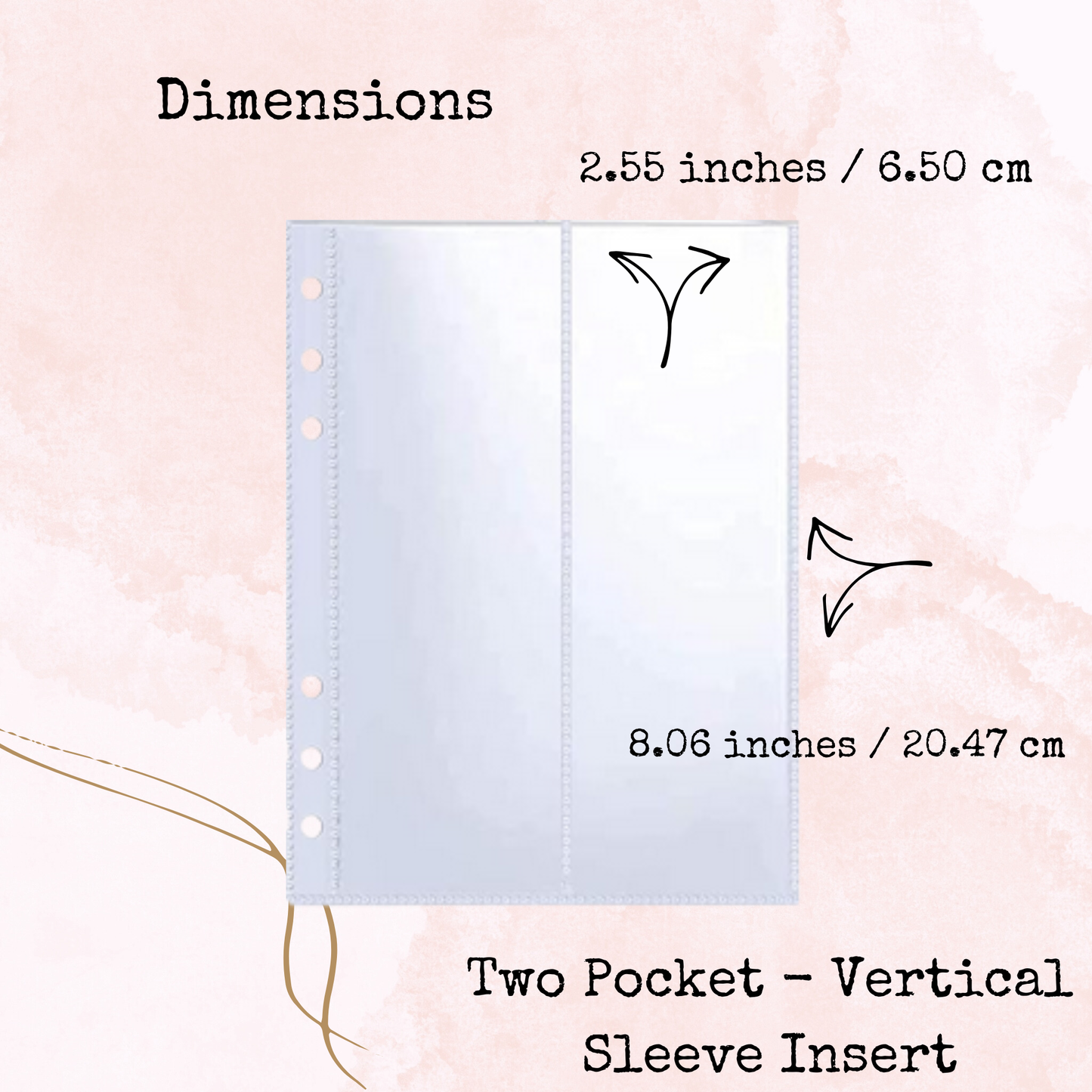 Binder Insert - Pocket Sleeve - Two Pocket Vertical - A5 - Planner and Journal Accessory