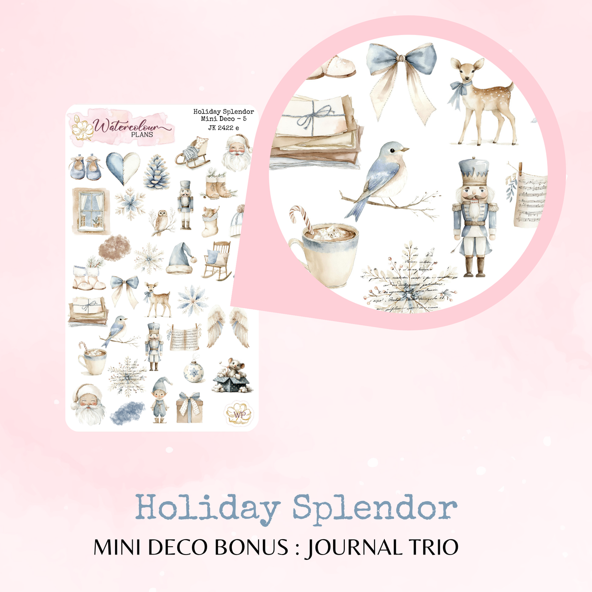 Holiday Splendor - Mini Deco Stickers - Journal Trio - Planner Stickers - Stationery - Watercolour