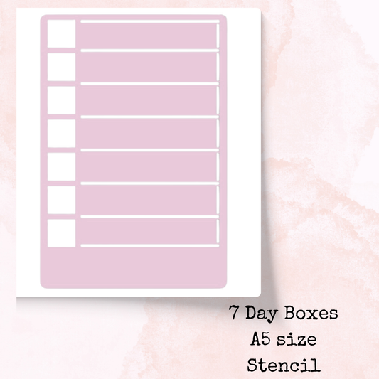 Planner Stencil - 7 Day Boxes - A5 Size - Planning and Journaling Accessory