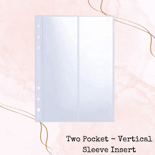 Binder Insert - Pocket Sleeve - Two Pocket Vertical - A5 - Planner and Journal Accessory