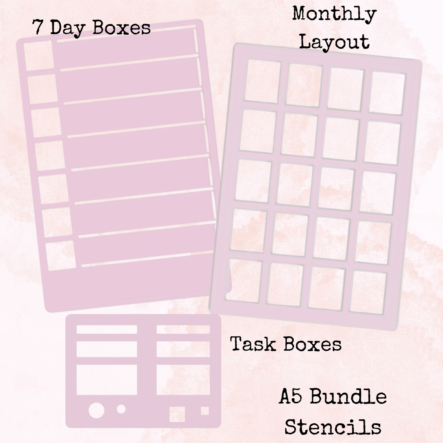 Planner Stencil - 7 Day Boxes - A5 Size - Planning and Journaling Accessory