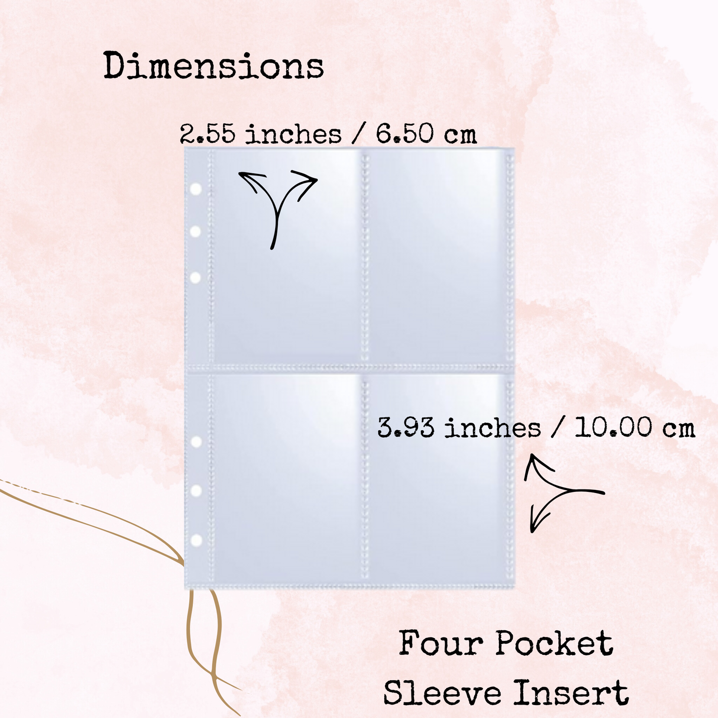Binder Insert - Pocket Sleeve - Four Pocket - A5 - Planner and Journal Accessory