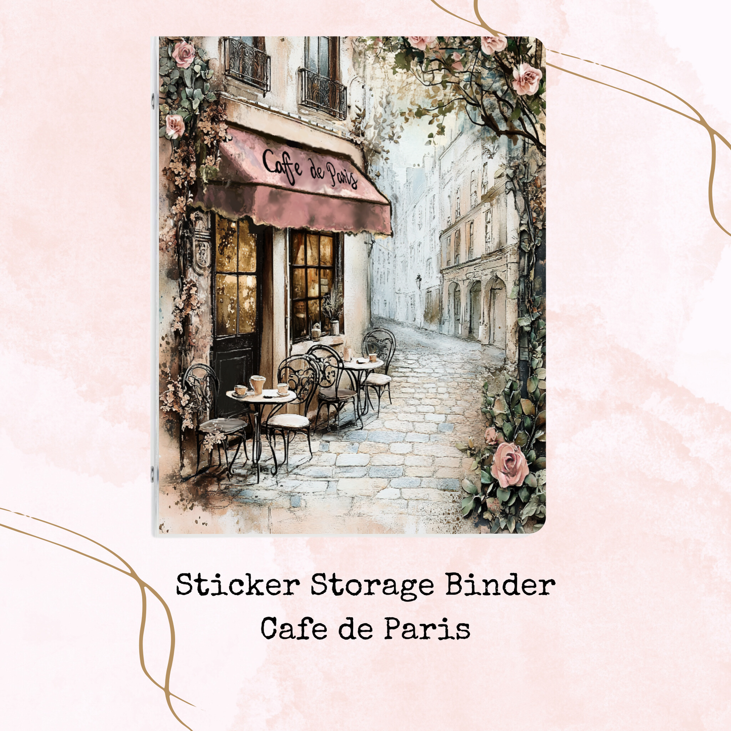Cafe de Paris - Sticker Storage Binder- A5 Binder - Stationery Accessory - Watercolour
