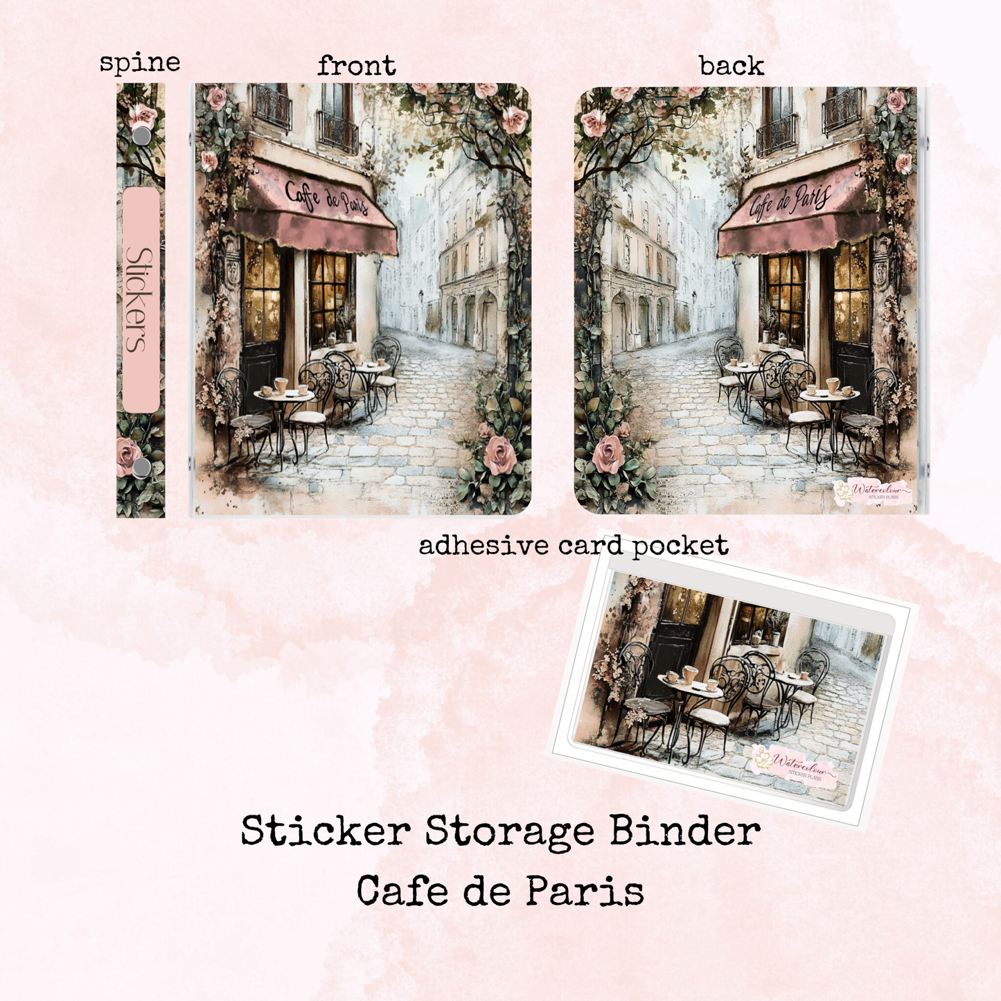 Cafe de Paris - Sticker Storage Binder- A5 Binder - Stationery Accessory - Watercolour