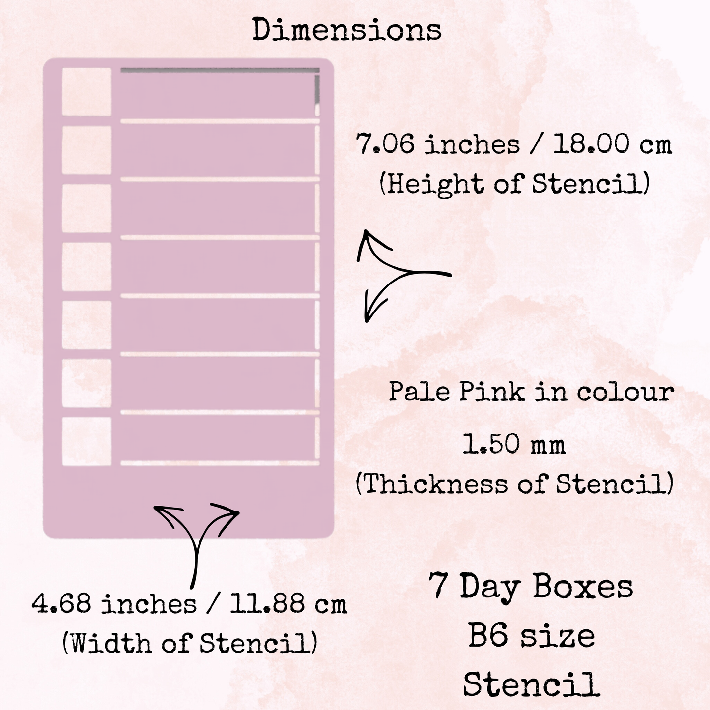 Planner Stencil - 7 Day Boxes - B6 Size - Planning and Journaling Accessory