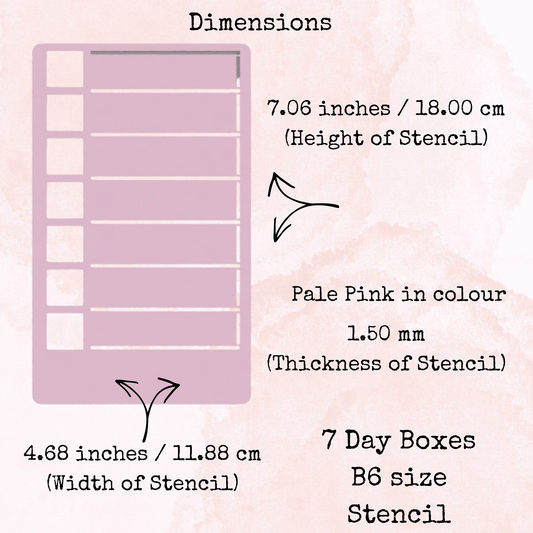 Planner Stencil - 7 Day Boxes - B6 Size - Planning and Journaling Accessory