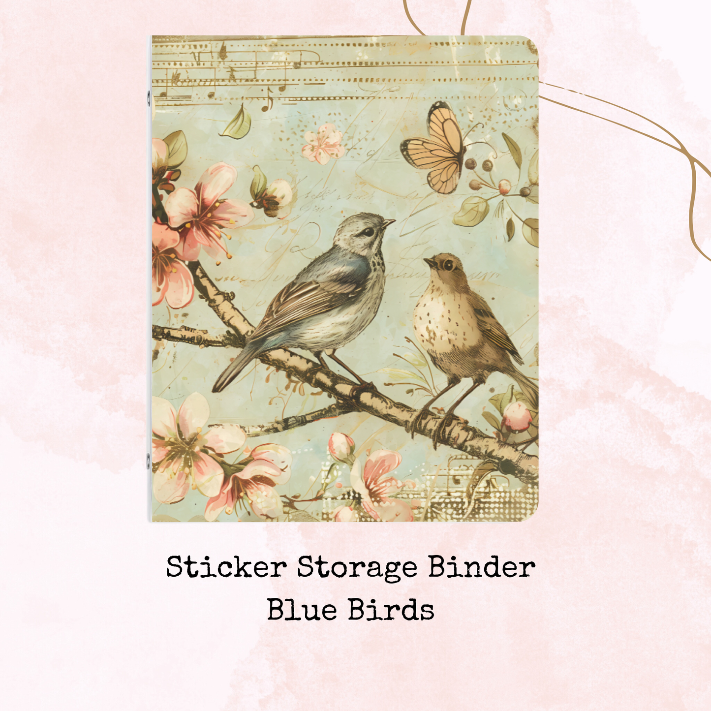 Blue Birds - Sticker Storage Binder- A5 Binder - Stationery Accessory - Watercolour