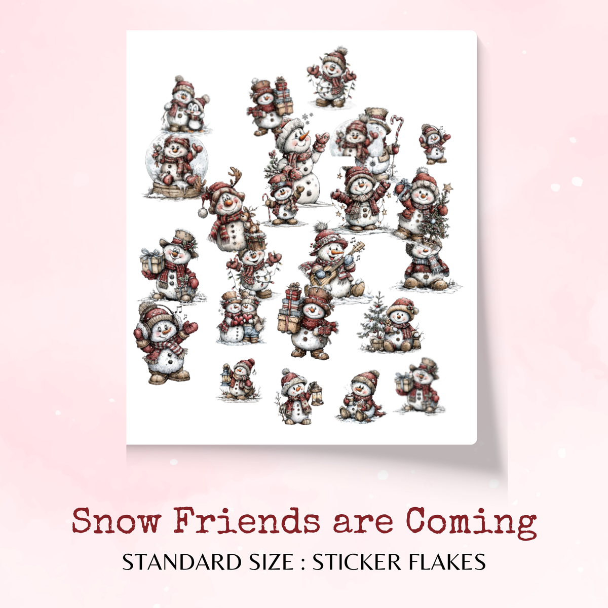 Snow Friends are Coming - Sticker Flakes - Planner and Journal Stickers - Stationery - Watercolour