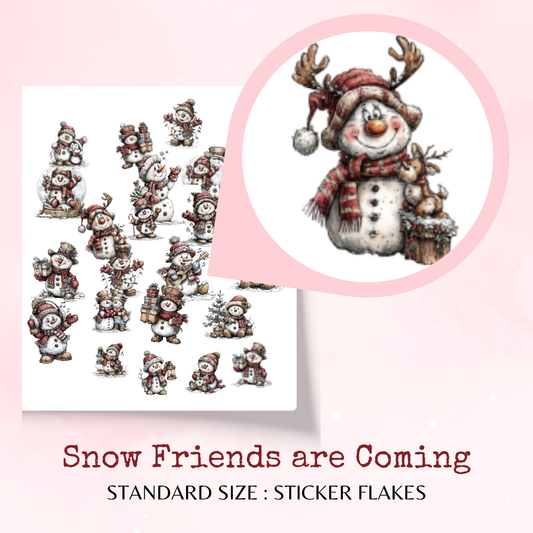 Snow Friends are Coming - Sticker Flakes - Planner and Journal Stickers - Stationery - Watercolour