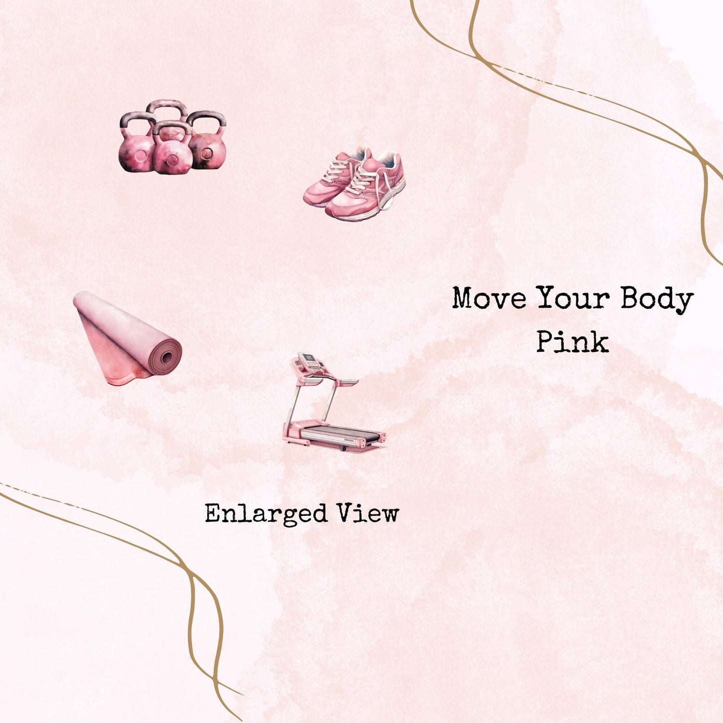 Move Your Body Icons - Pink - Two Sizes - Planner and Journal Stickers - Stationery - Watercolour