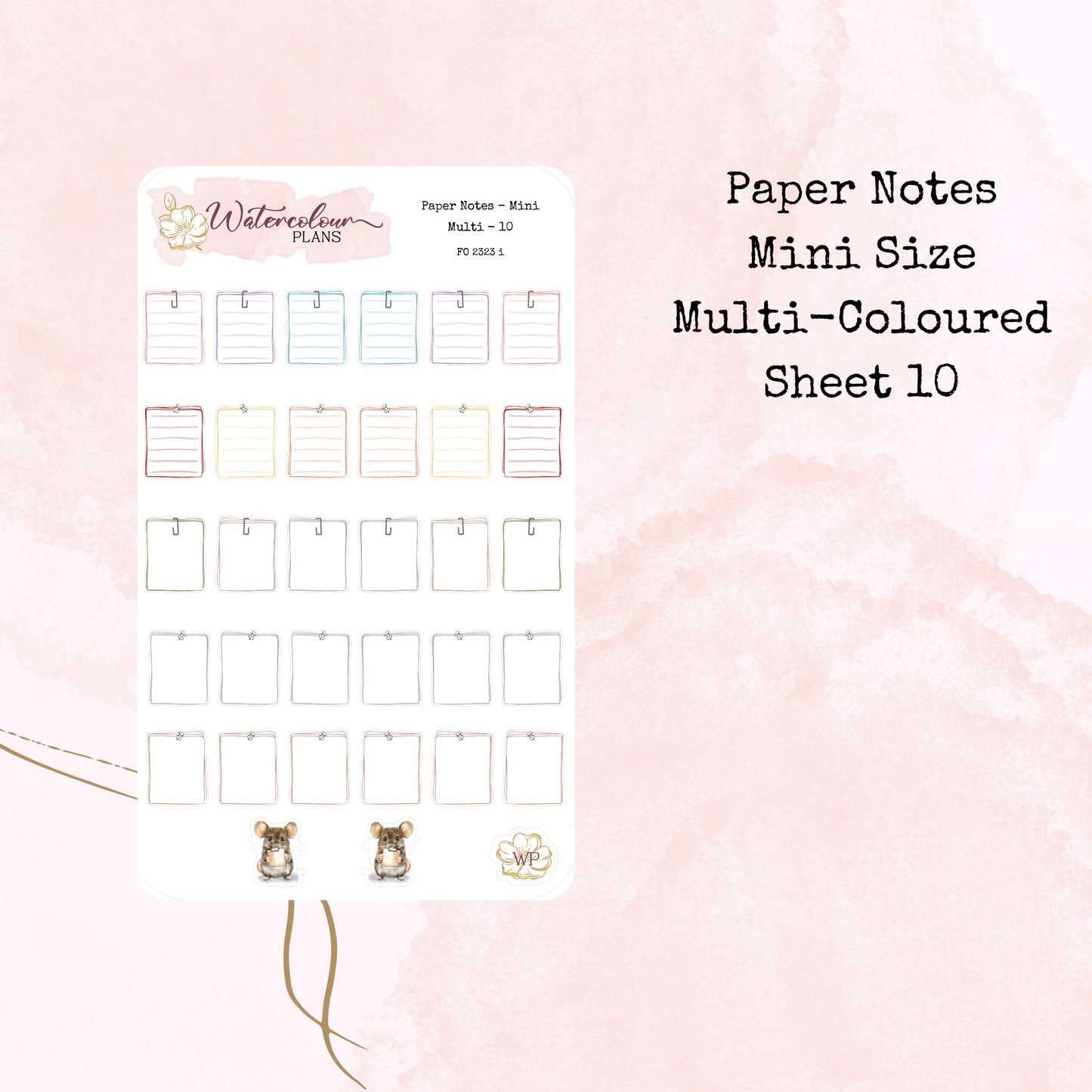 Paper Notes - Mini Size - Note Stickers - Planner Stickers - Stationery - Watercolour