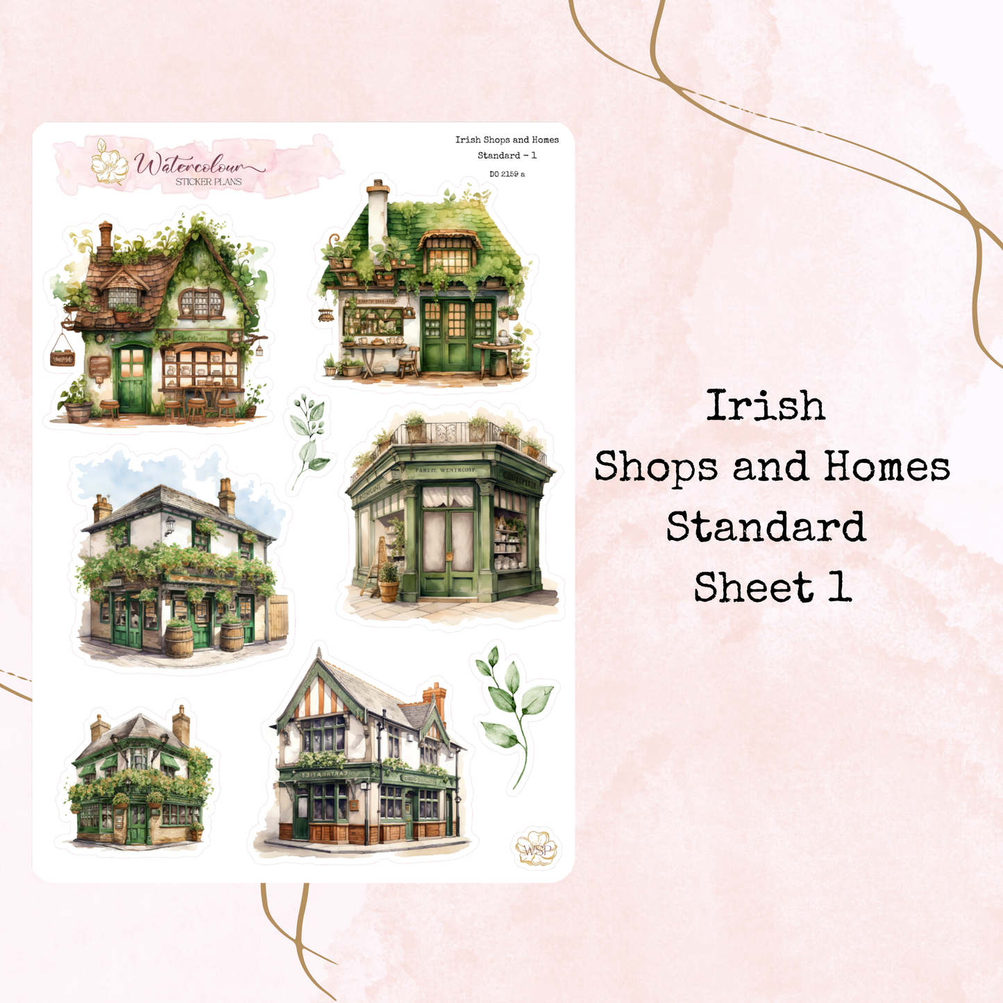 Irish Shops and Homes - Standard Size - Planner and Journal Stickers - Stationery - Watercolour