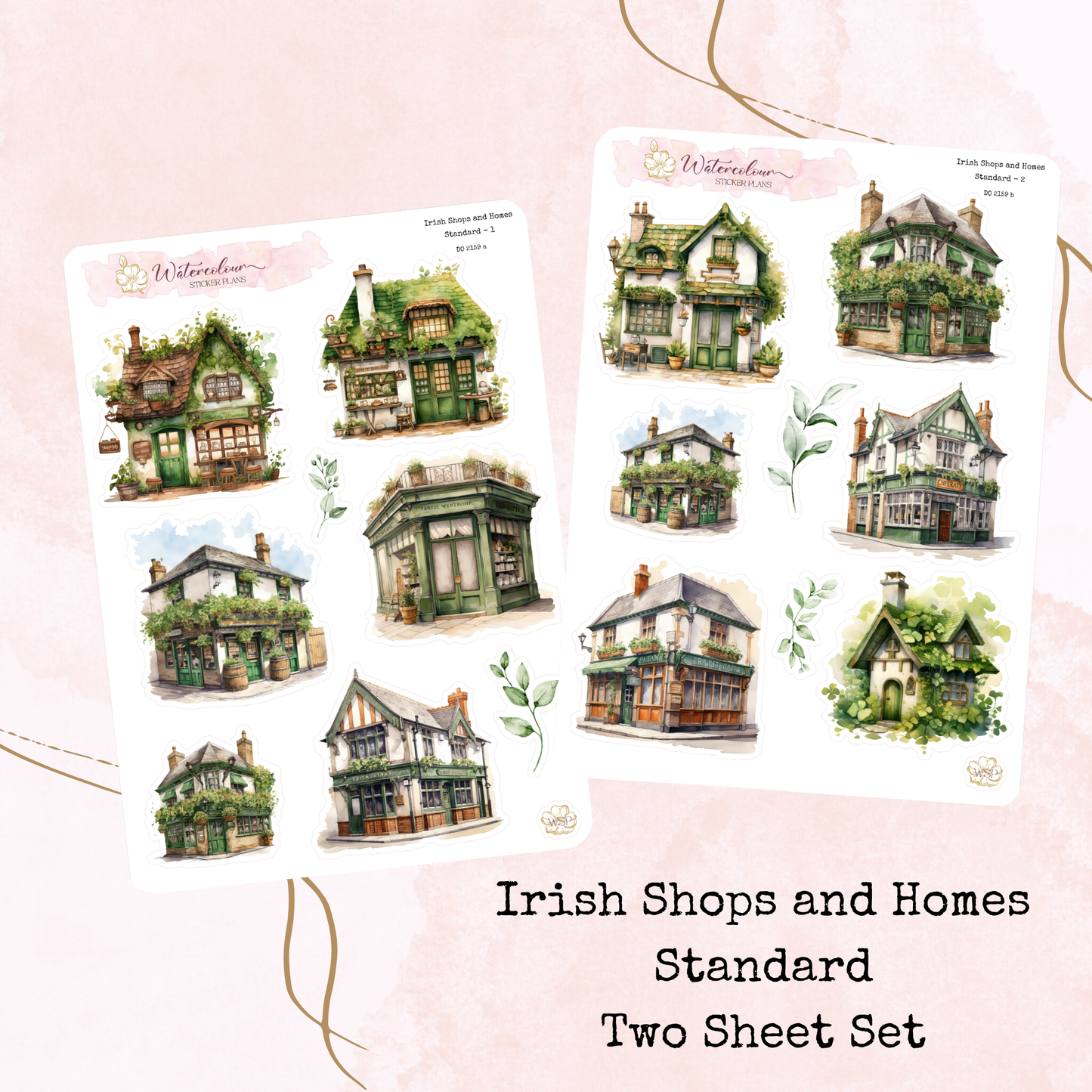 Irish Shops and Homes - Standard Size - Planner and Journal Stickers - Stationery - Watercolour