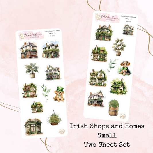 Irish Shops and Homes - Small Size - Planner and Journal Stickers - Stationery - Watercolour