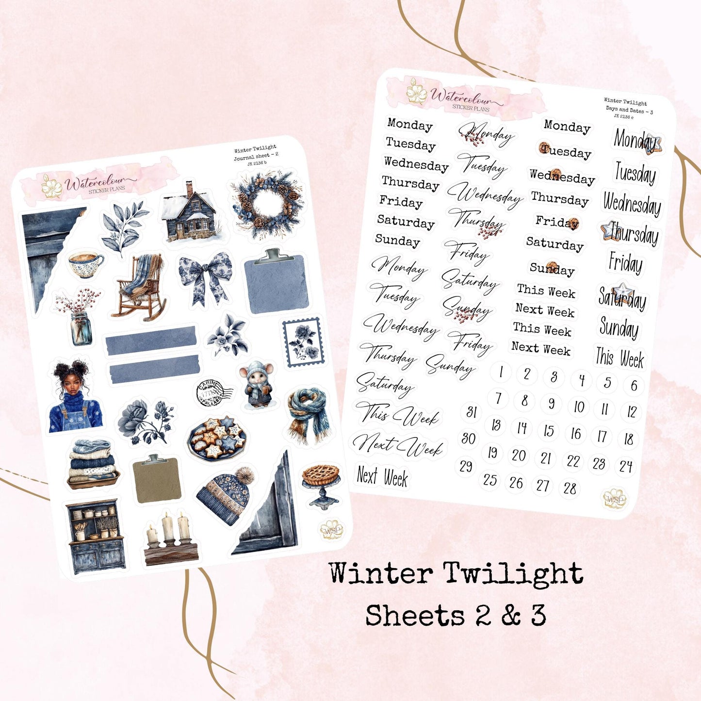 Winter Twilight - Journal Set - Planner Stickers - Stationery - Watercolour