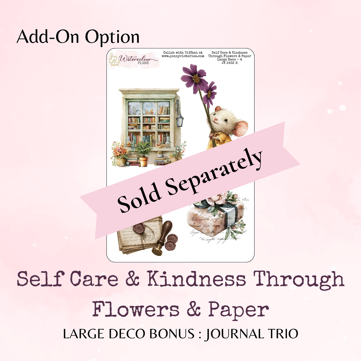 Self Care and Kindness Through Flowers and Paper - Journal Trio - Journal and Planner Stickers - Stationery - Watercolour