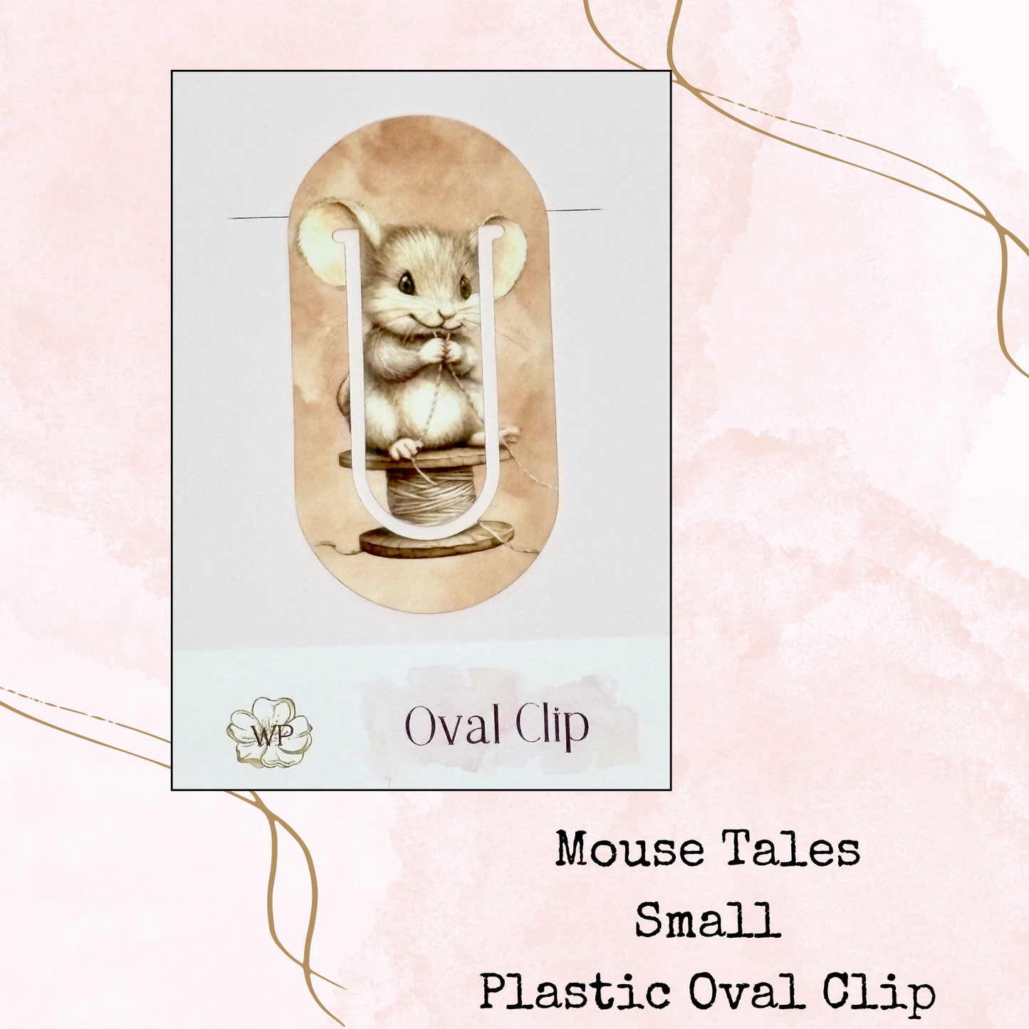Mouse Tales - Oval Shaped Clip - Small Size - Page Marker - Stationery - Watercolour
