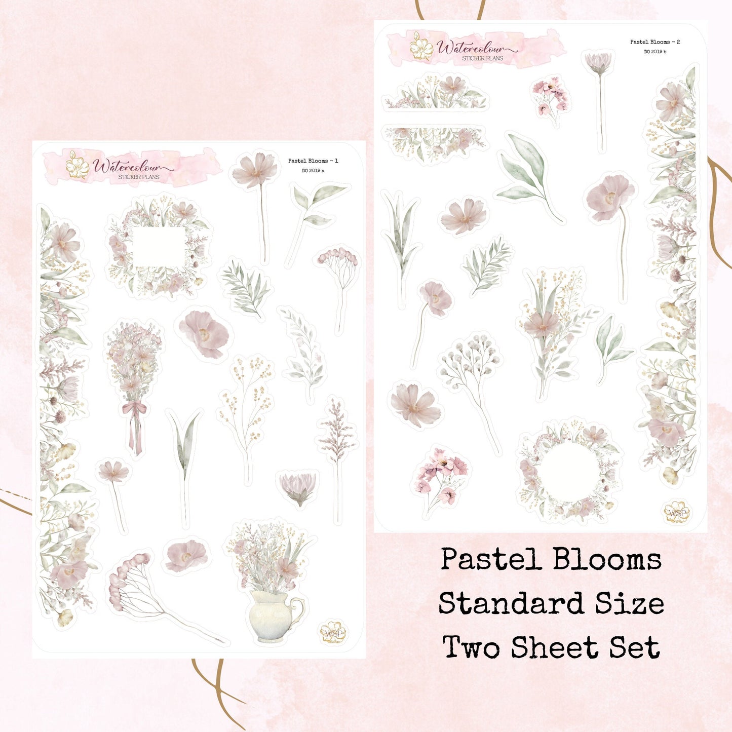 Pastel Blooms - Standard Size - Planner and Journal Stickers - Stationery - Watercolour
