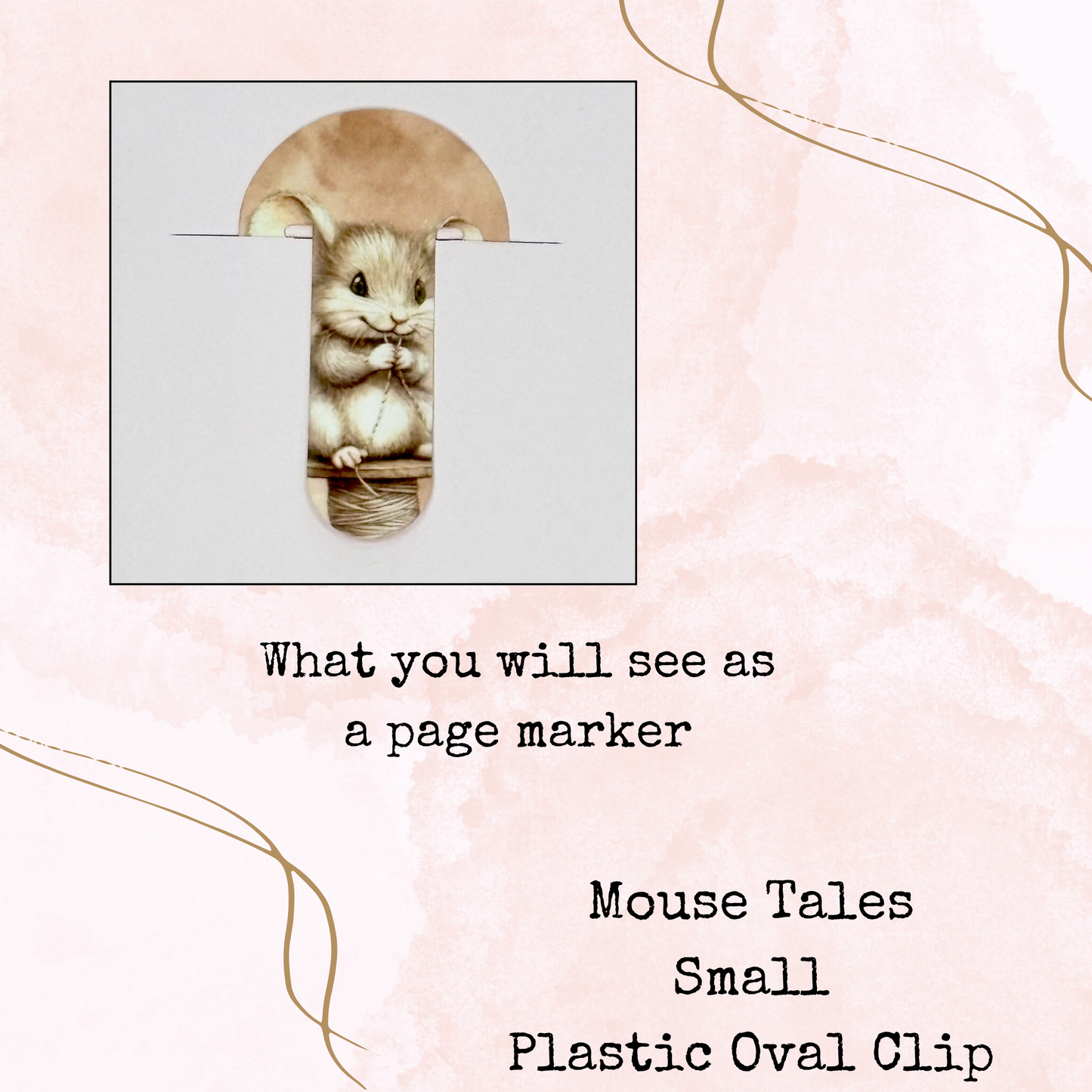 Mouse Tales - Oval Shaped Clip - Small Size - Page Marker - Stationery - Watercolour