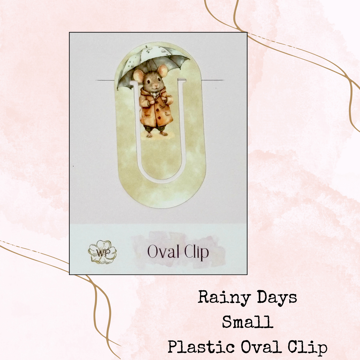 Rainy Days - Oval Shaped Clip - Small Size - Page Marker - Stationery - Watercolour