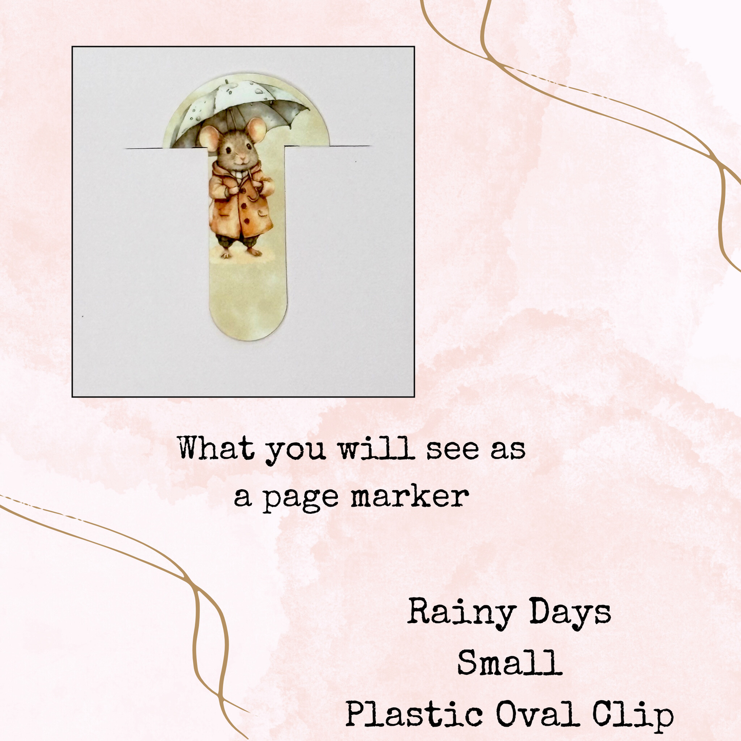 Rainy Days - Oval Shaped Clip - Small Size - Page Marker - Stationery - Watercolour
