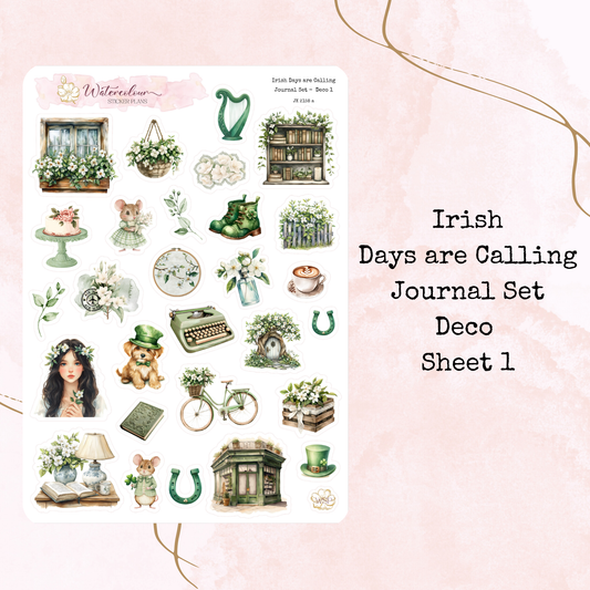 Irish Days are Calling - 4 Sheet Journal Set - Planner Stickers - Stationery - Watercolour