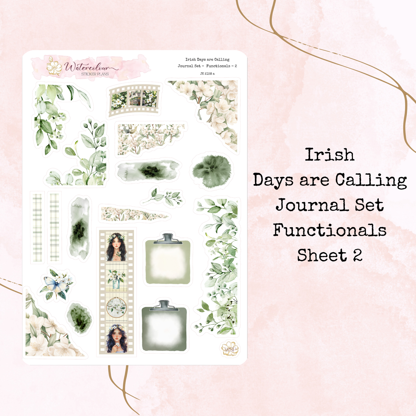 Irish Days are Calling - 3 Sheet Journal Set - Planner and Journal Stickers - Stationery - Watercolour