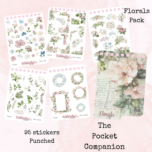 The Pocket Companion - Florals Pack - Flower Stickers - Mini Size - Stationery - Watercolour