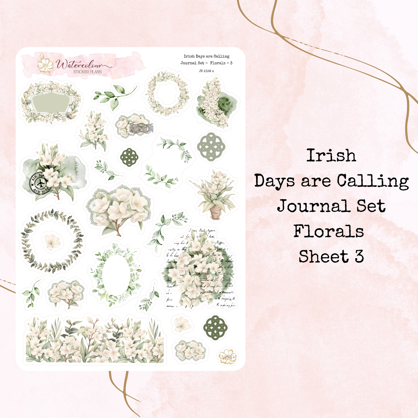 Irish Days are Calling - 3 Sheet Journal Set - Planner and Journal Stickers - Stationery - Watercolour