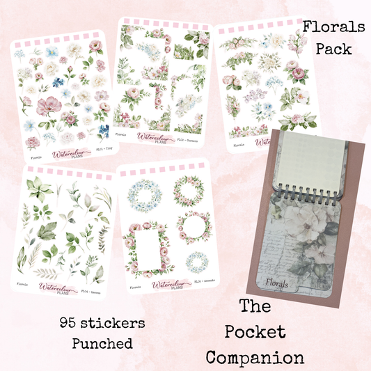 The Pocket Companion - Florals Pack - Flower Stickers - Mini Size - Stationery - Watercolour