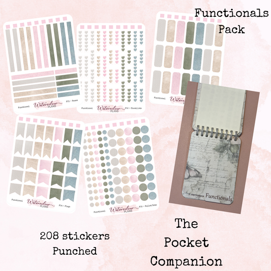 The Pocket Companion - Functionals Pack - Box Stickers - Mini Size - Stationery - Watercolour