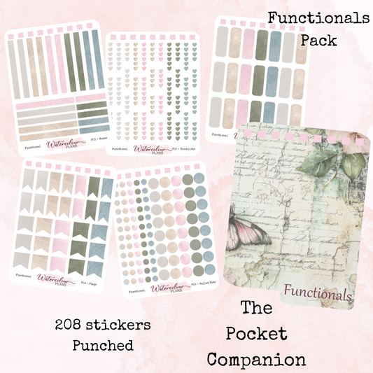 The Pocket Companion - Functionals Pack - Box Stickers - Mini Size - Stationery - Watercolour