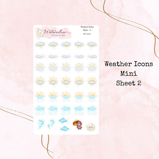 Weather Icons - Mini Size - Planner and Journal Stickers - Stationery - Watercolour
