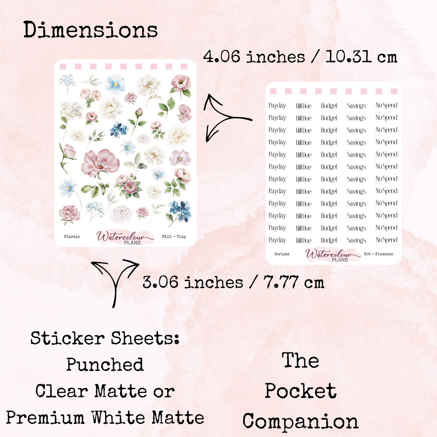 The Pocket Companion - Butterflies Pack - Butterfly Stickers - Mini and Small Size - Stationery - Watercolour