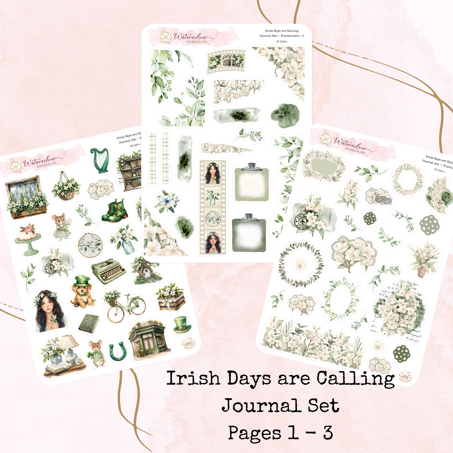 Irish Days are Calling - 3 Sheet Journal Set - Planner and Journal Stickers - Stationery - Watercolour