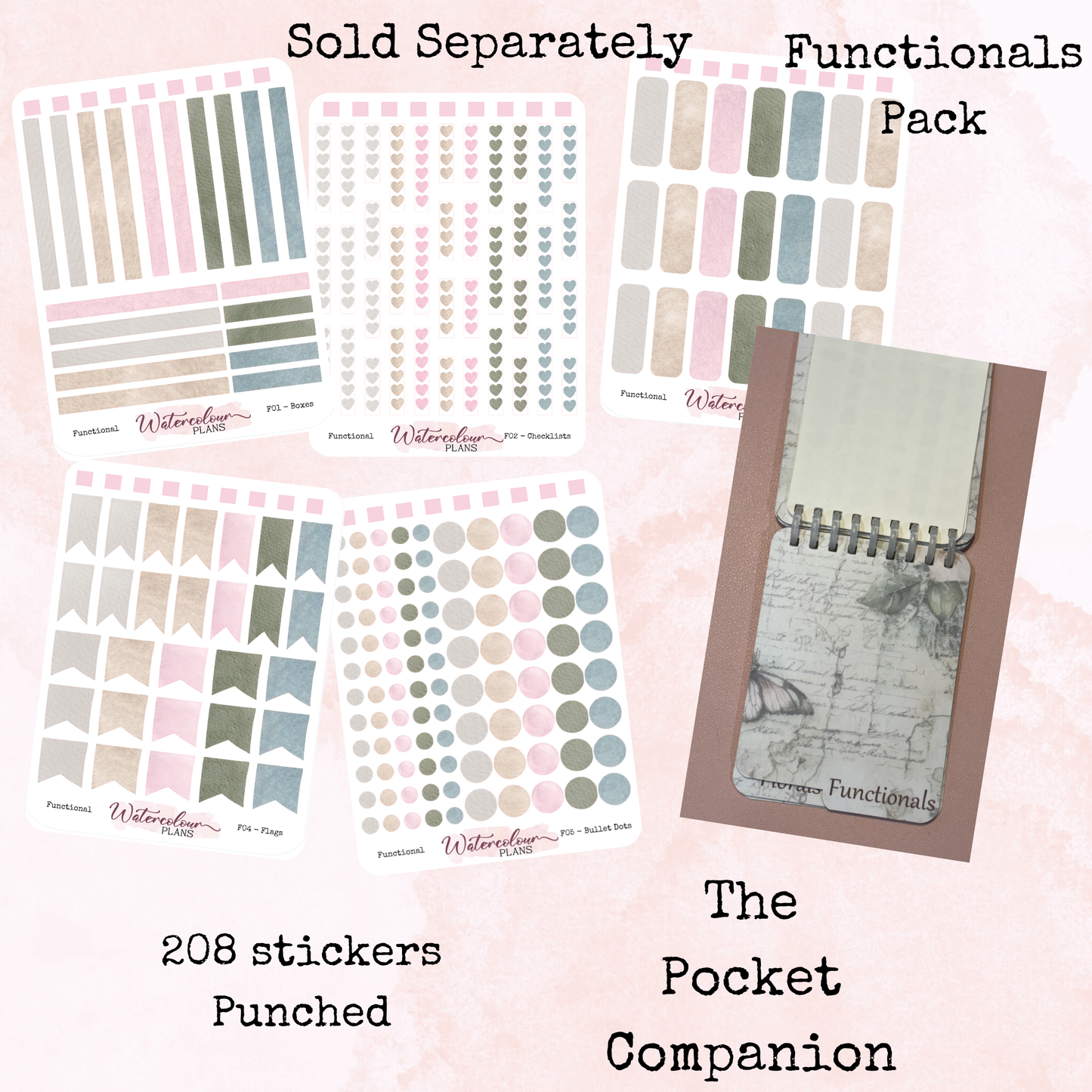 The Pocket Companion - Icons Pack - Icon Stickers - Mini Size - Stationery - Watercolour
