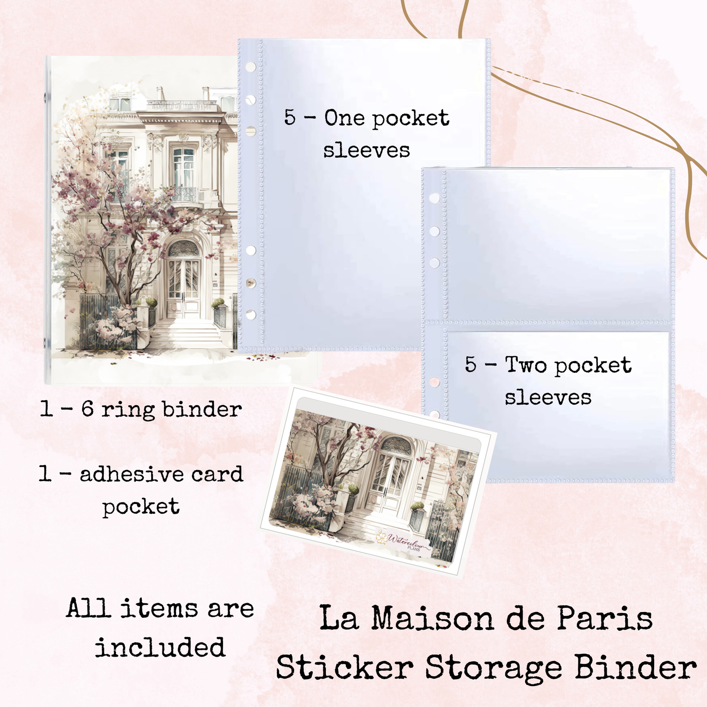 La Maison de Paris - Sticker Storage Binder- A5 Binder - Stationery Accessory - Watercolour
