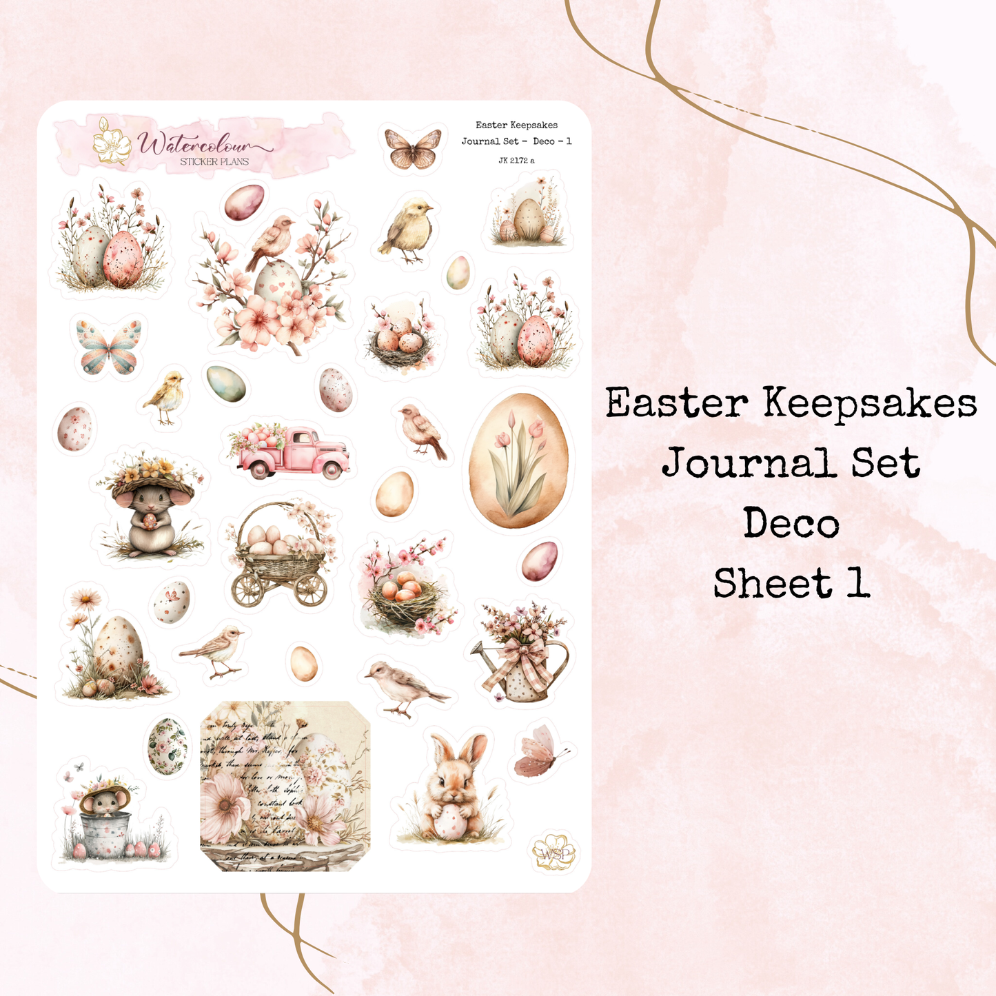 Easter Keepsakes - Journal Set - Planner and Journal Stickers - Stationery - Watercolour