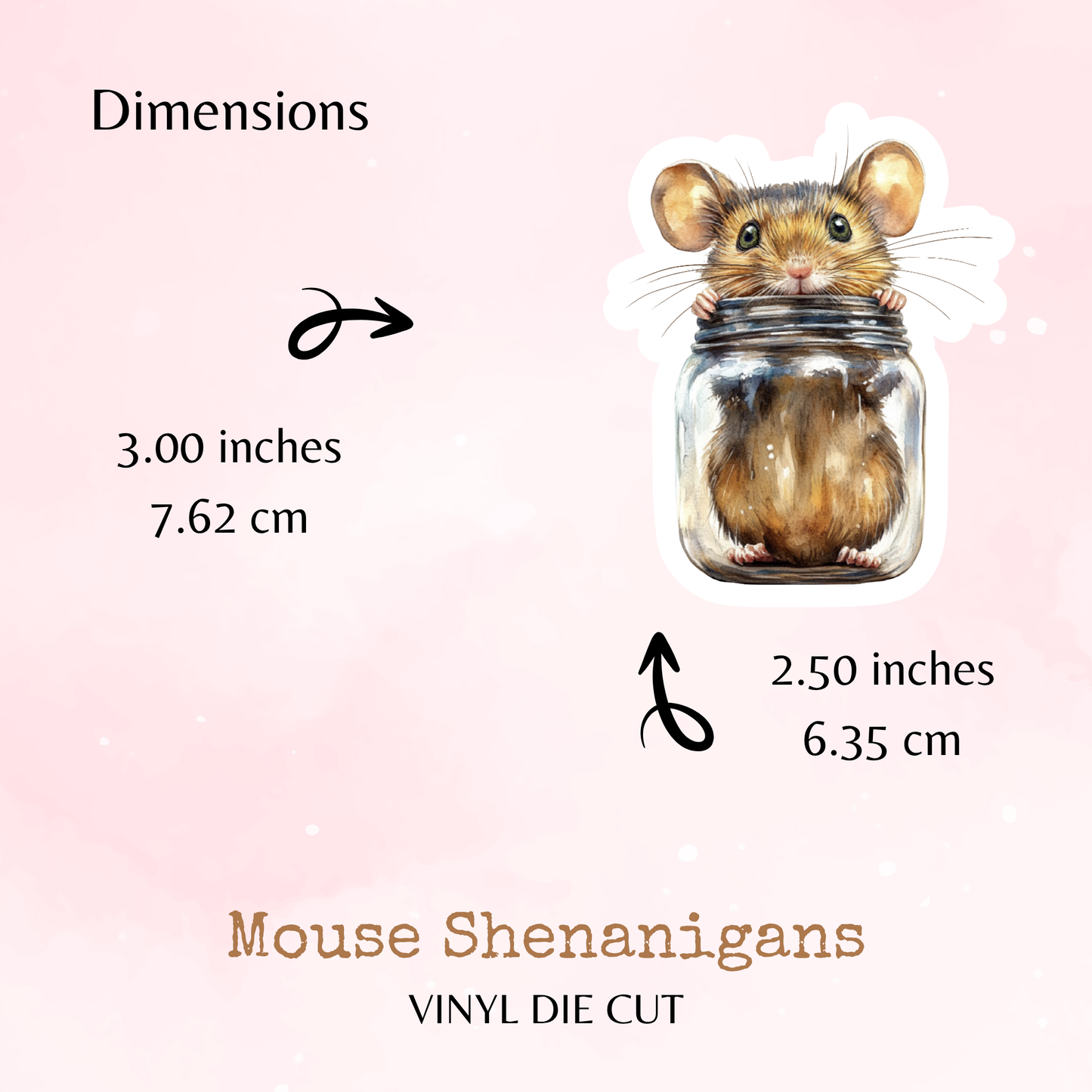 Mouse Shenanigans - Mouse in a Jar - Vinyl Die Cut - Waterproof Stickers - Watercolour