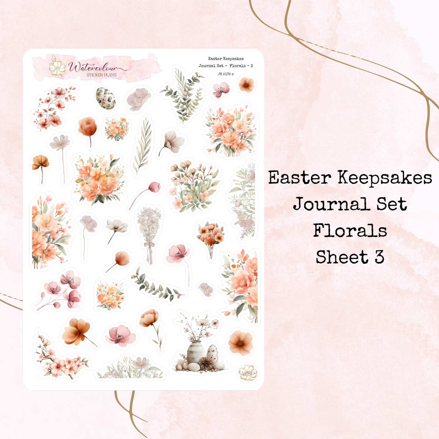 Easter Keepsakes - Journal Set - Planner and Journal Stickers - Stationery - Watercolour
