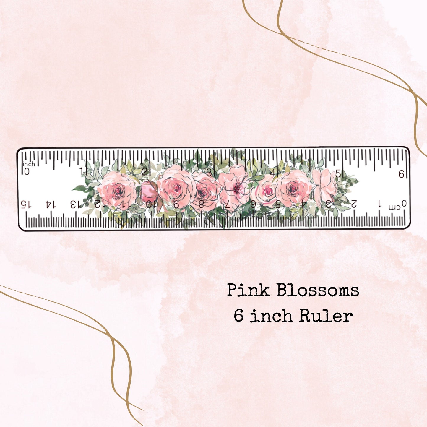 Pink Blossoms - 6 Inch Ruler - Planner Supplies - Watercolour