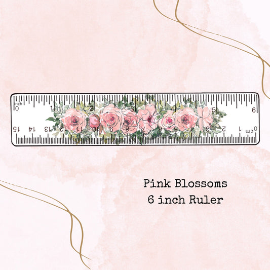 Pink Blossoms - 6 Inch Ruler - Planner Supplies - Watercolour