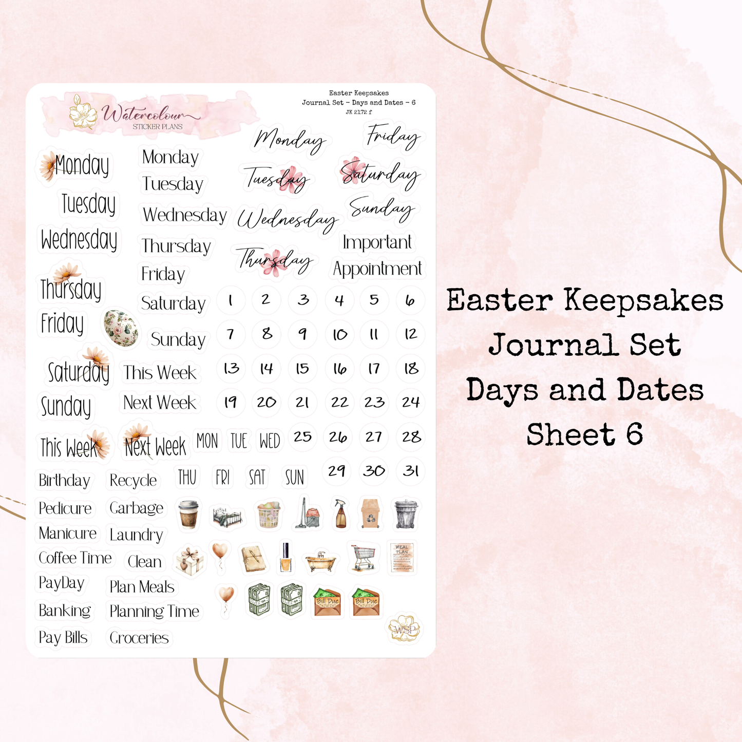 Easter Keepsakes - Journal Set - Planner and Journal Stickers - Stationery - Watercolour