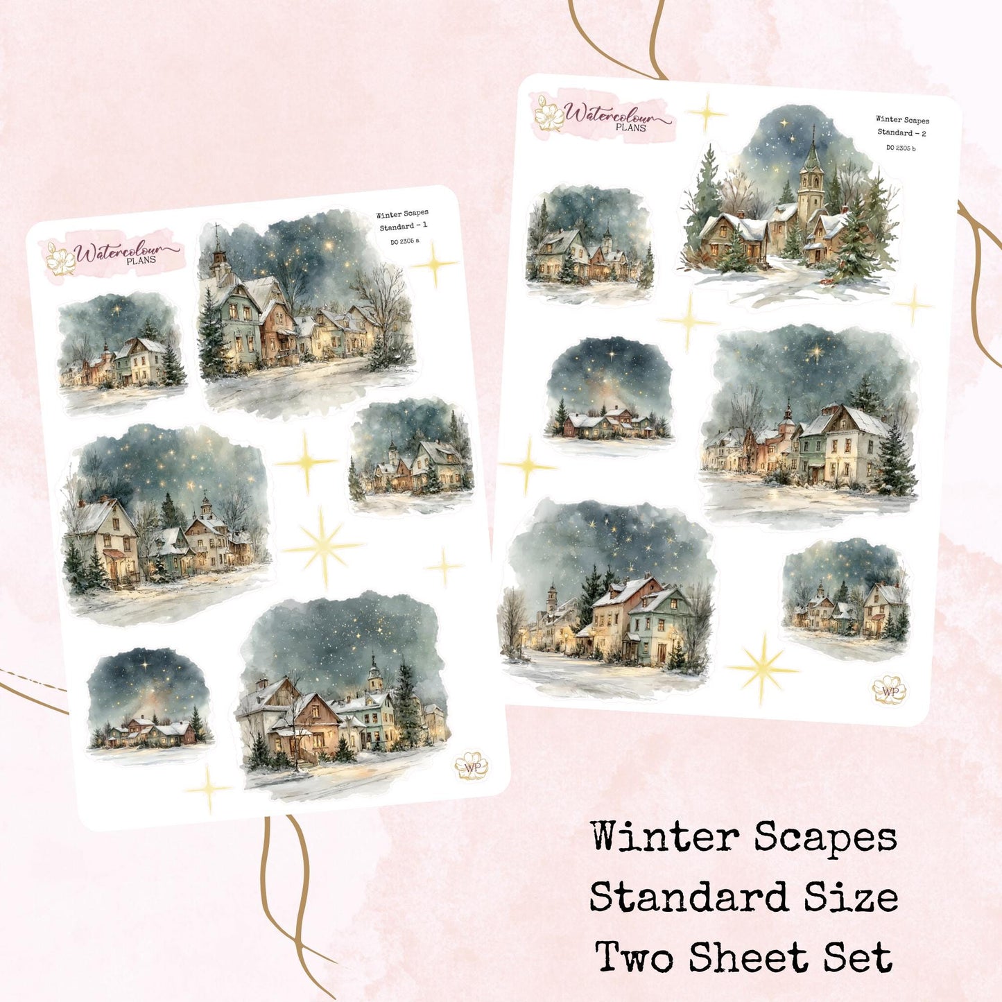Winter Scapes - Deco - Planner and Journal Stickers - Stationery - Watercolour