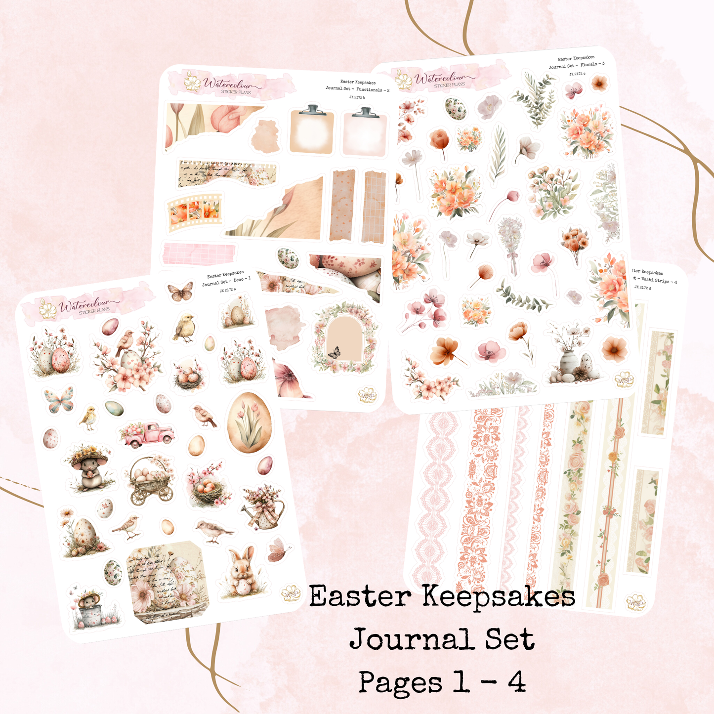 Easter Keepsakes - Journal Set - Planner and Journal Stickers - Stationery - Watercolour