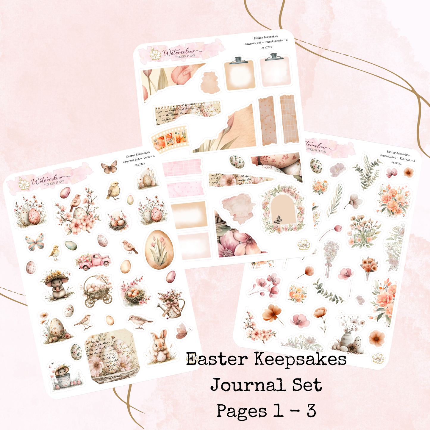 Easter Keepsakes - Journal Set - Planner and Journal Stickers - Stationery - Watercolour