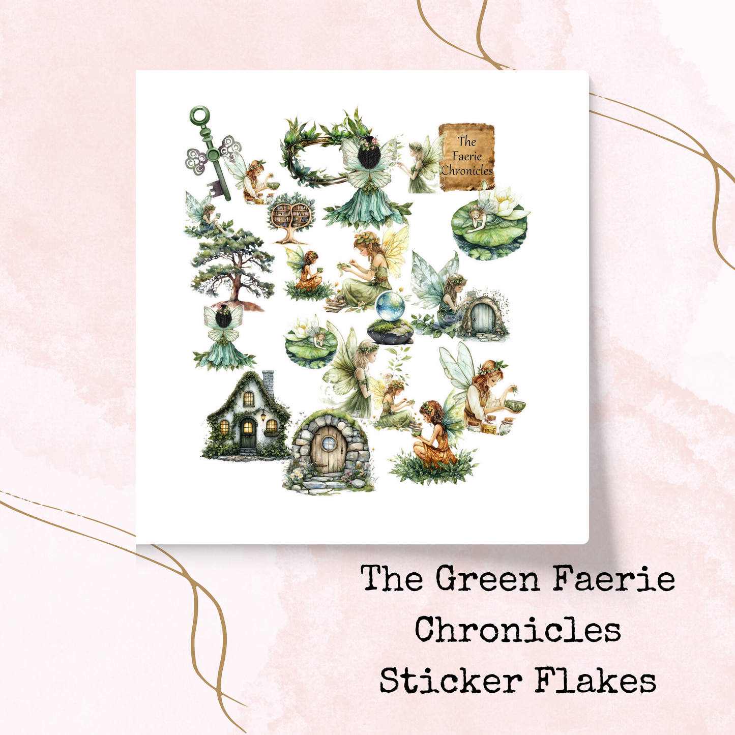 The Green Faerie Chronicles - Sticker Flakes - Planner and Journal Stickers - Stationery - Watercolour