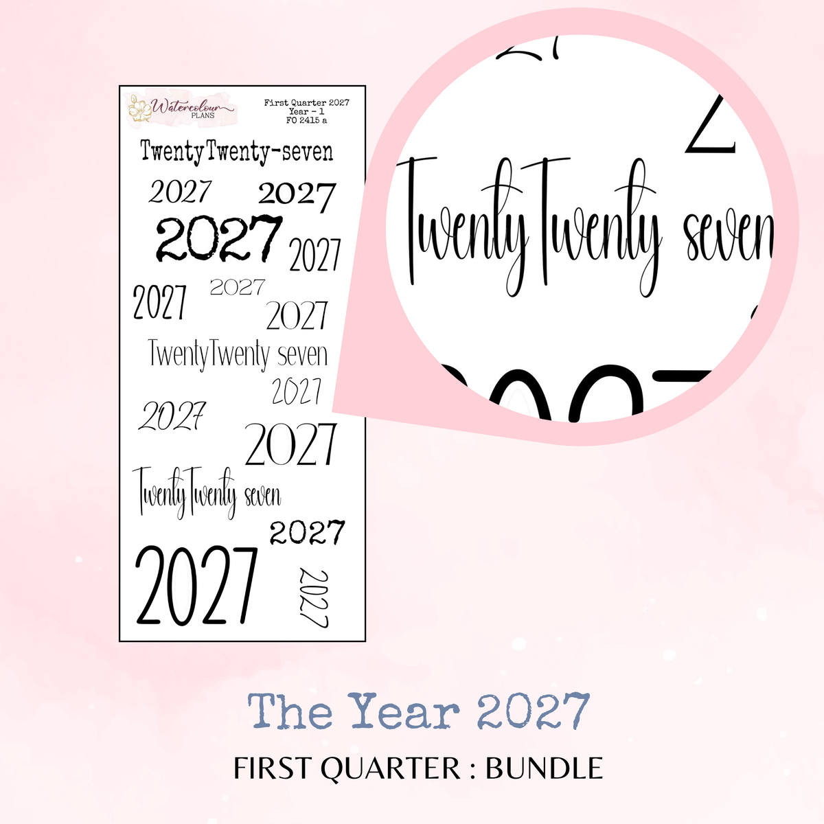 First Quarter Bundle - 2027 - Script Stickers - Days Weeks Months - Stationery